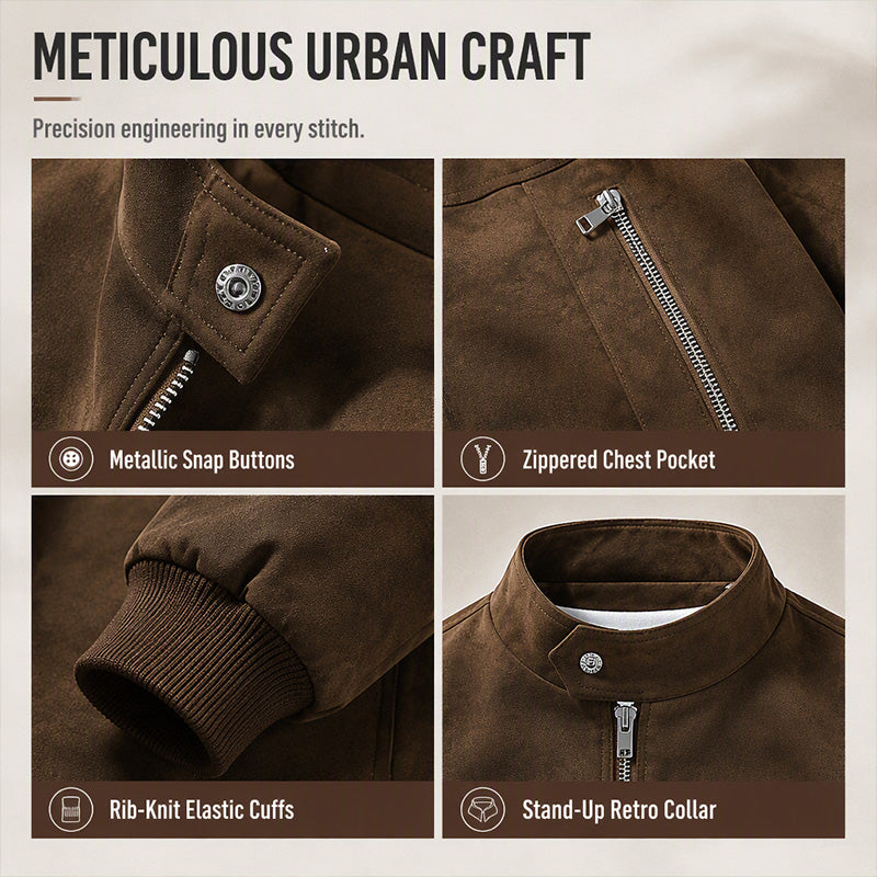 🧥 Suede-Look Texture, Relaxed Style | Men's Stand-Collar Oversized Bomber Jacket ⚡ Free Shipping