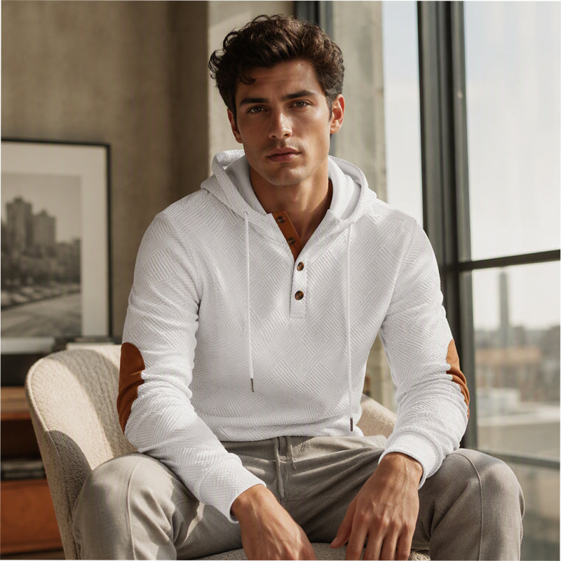 Men's Casual Jacquard Hooded Sweatshirt
