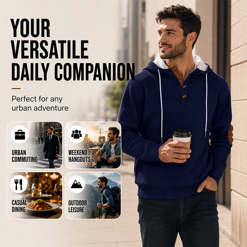 Men's Casual Jacquard Hooded Sweatshirt