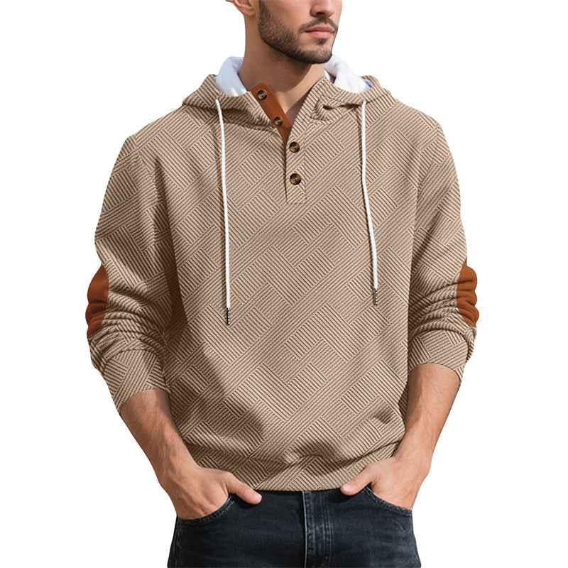 Men's Casual Jacquard Hooded Sweatshirt