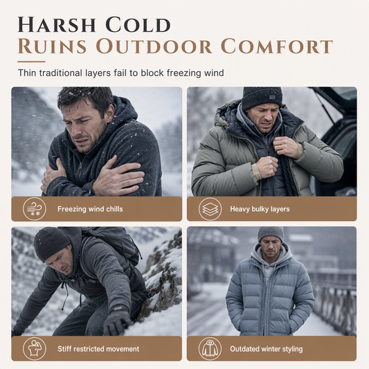 ✨Men's Winter Fleece Lined Hoodie Jacquard Pattern Long Sleeve Pullover Sweatshirt for Casual Outdoor Wear