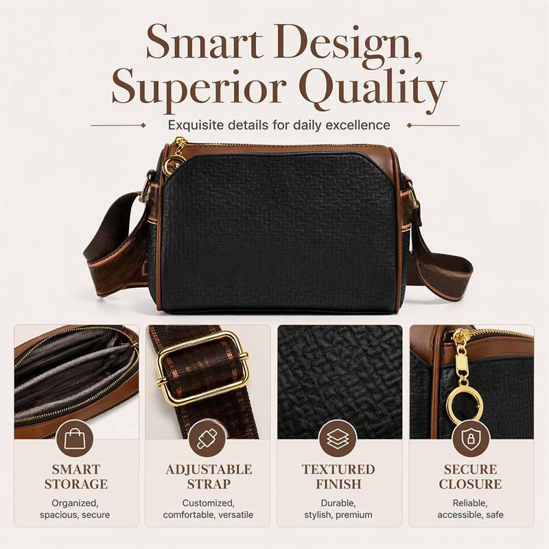 Stylish 3-Layer Diamond-Patterned Crossbody Bag