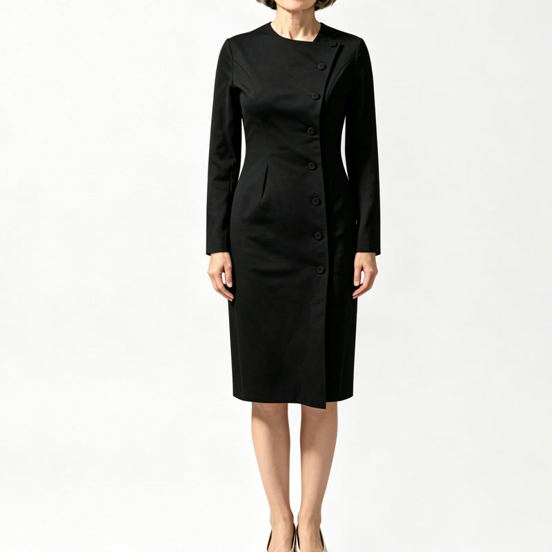 Women's Elegant Asymmetric Single-Breasted Dress