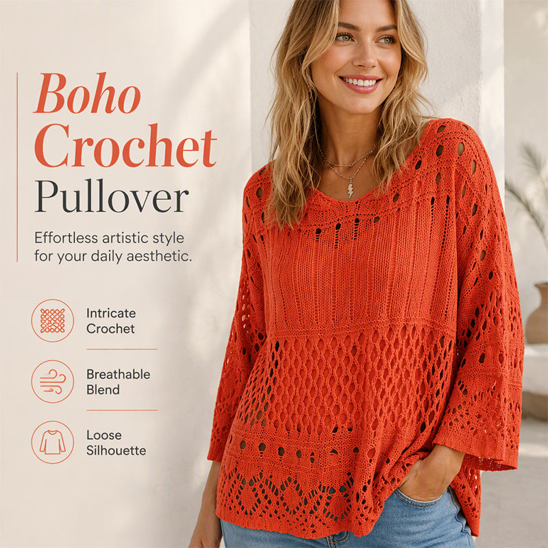 Women's Hollow-Out Crochet Knit Sweater