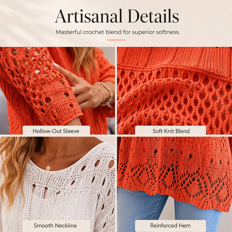 Women's Hollow-Out Crochet Knit Sweater