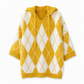 Women's Casual Plaid Hooded Knitted Sweater