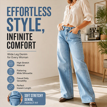 ⌛Limited-Time Offer-Women's High Elastic Wide-Leg Denim Jeans
