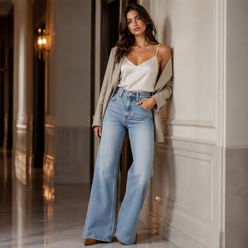 ⌛Limited-Time Offer-Women's High Elastic Wide-Leg Denim Jeans