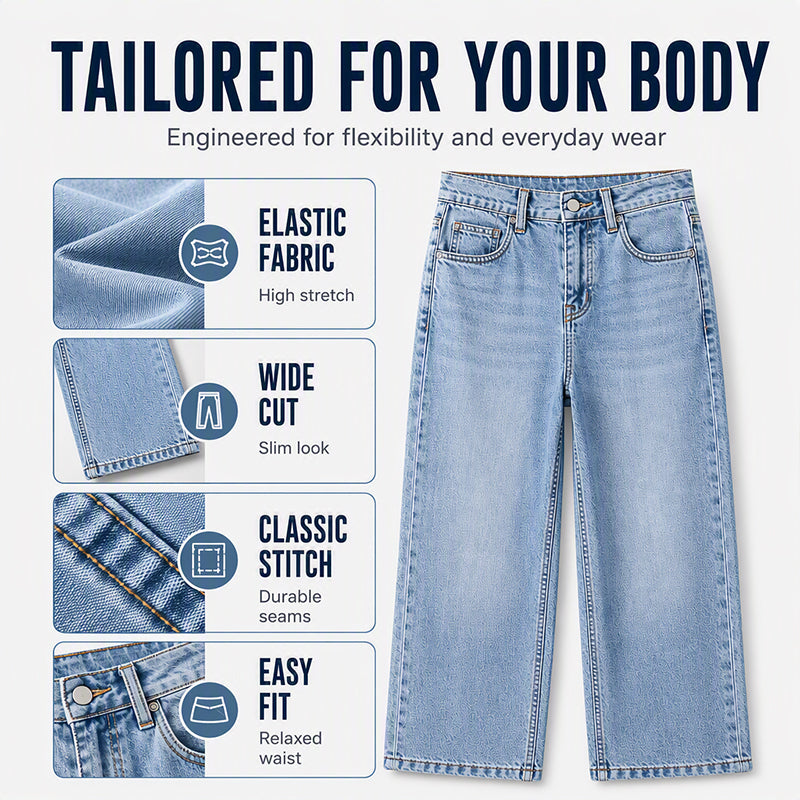 ⌛Limited-Time Offer-Women's High Elastic Wide-Leg Denim Jeans