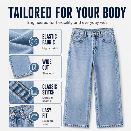 ⌛Limited-Time Offer-Women's High Elastic Wide-Leg Denim Jeans