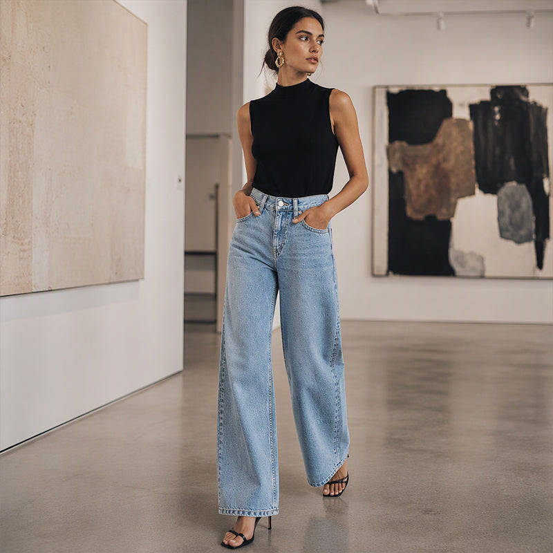 ⌛Limited-Time Offer-Women's High Elastic Wide-Leg Denim Jeans