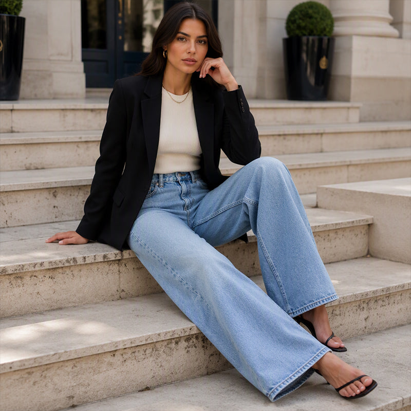 ⌛Limited-Time Offer-Women's High Elastic Wide-Leg Denim Jeans