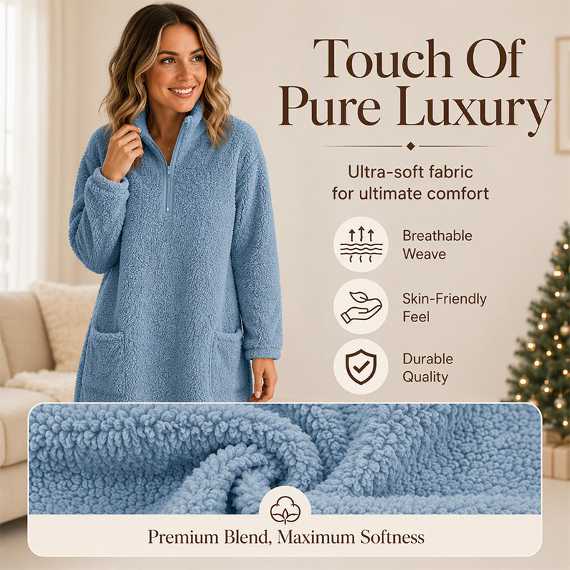 🧸Limited-Time Offer - Women's Half-Zip Plush Sweatshirt with Pockets