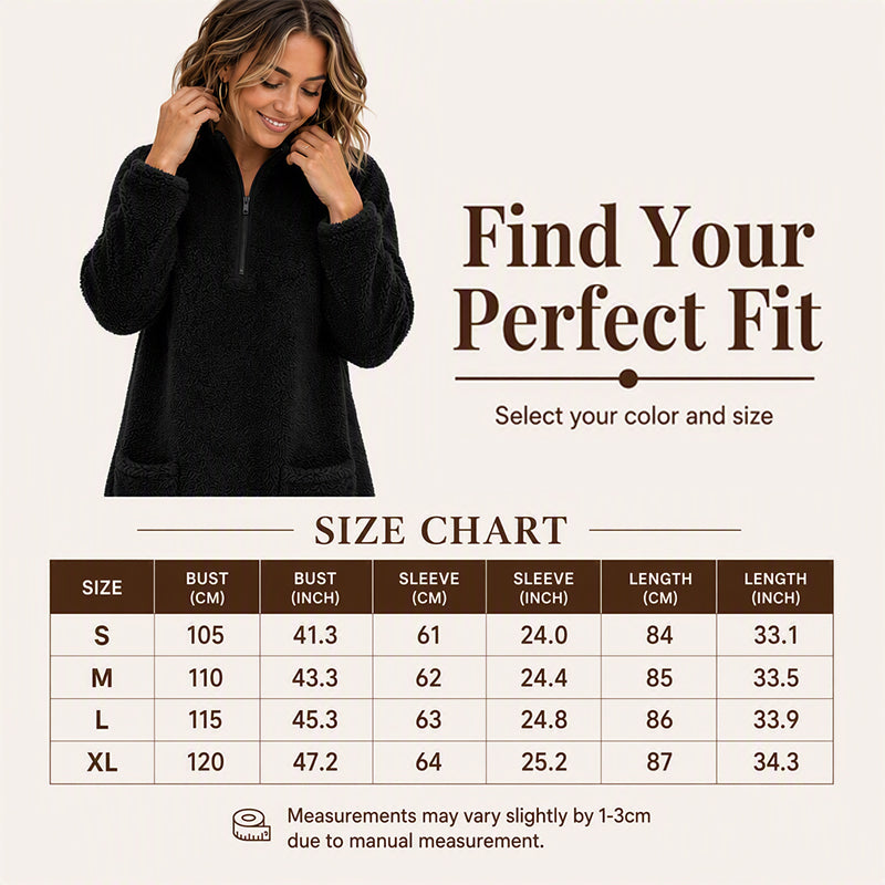 🧸Limited-Time Offer - Women's Half-Zip Plush Sweatshirt with Pockets