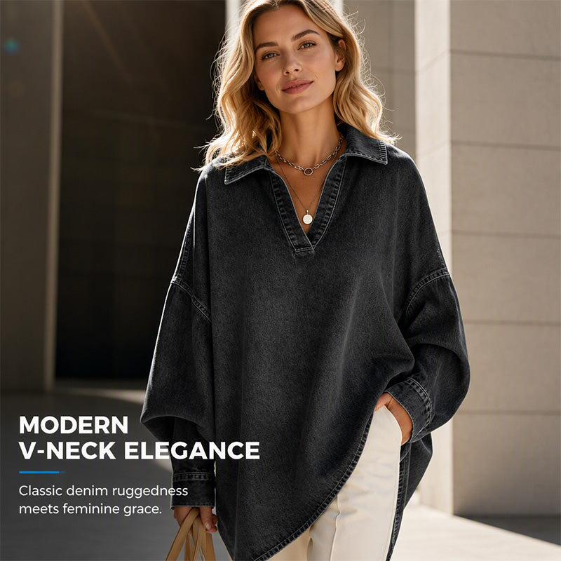 Women's Oversized Washed Denim Blouse