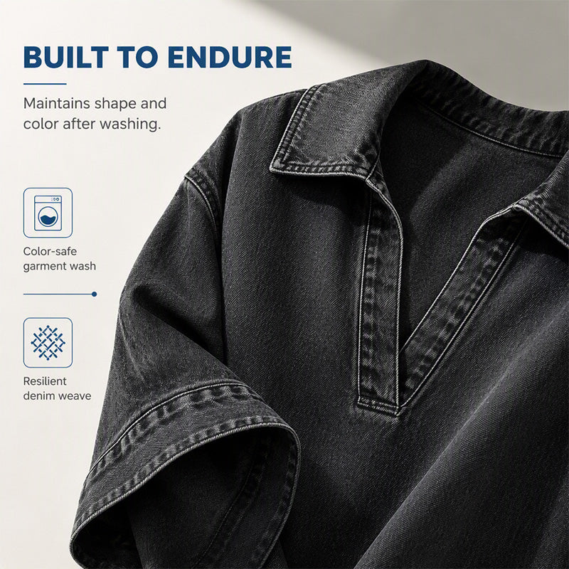 Women's Oversized Washed Denim Blouse