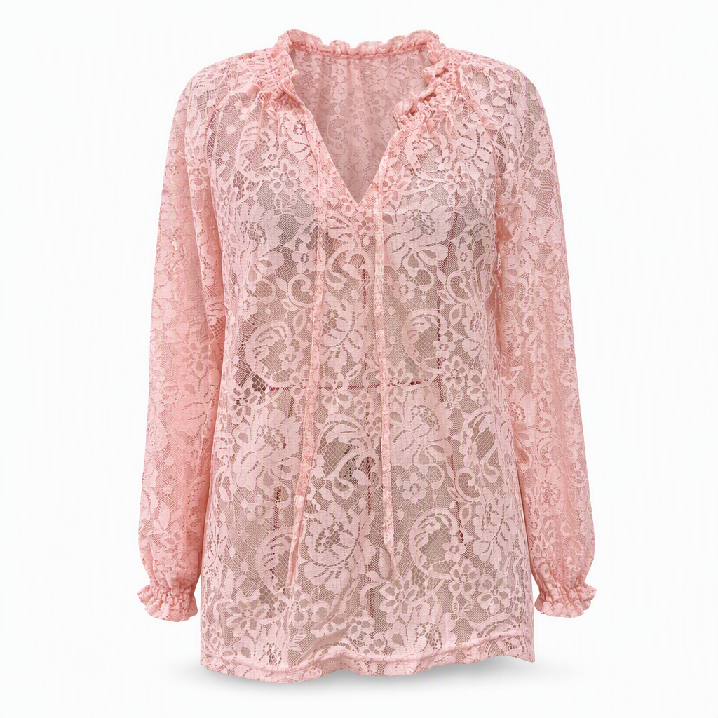 ⌛Limited-Time Offer-Women's Elegant Loose Fit Long Sleeve Lace Pullover Blouse