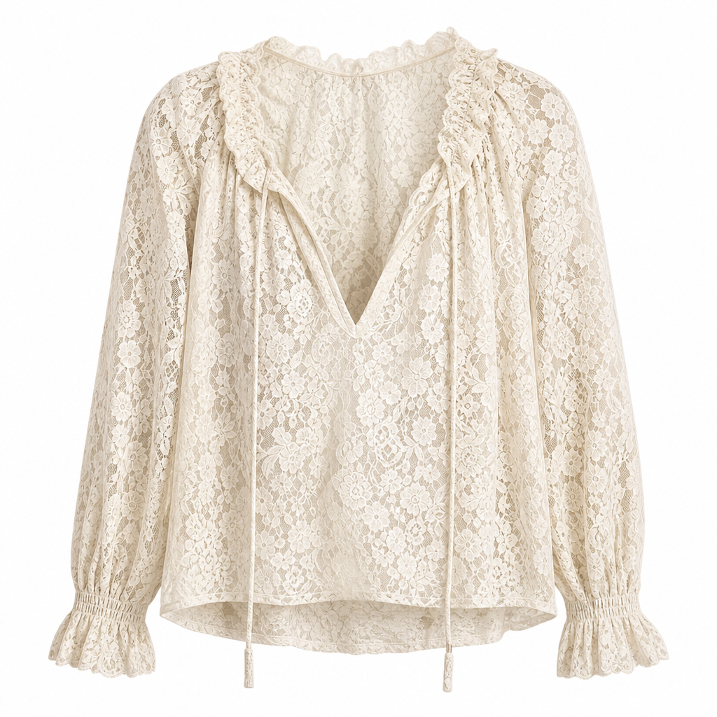⌛Limited-Time Offer-Women's Elegant Loose Fit Long Sleeve Lace Pullover Blouse
