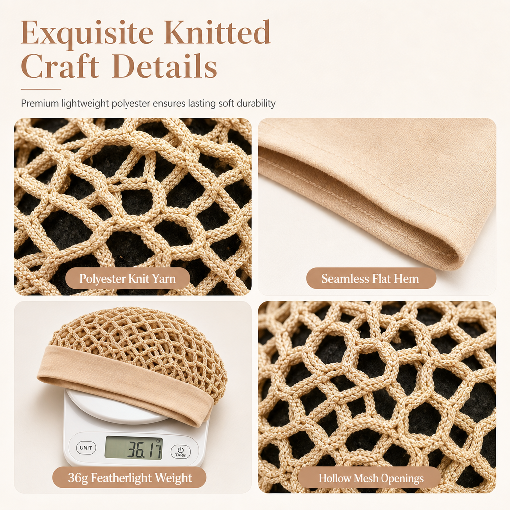 ⌛Limited-Time Offer-Elastic Breathable Wide Band Mesh Hair Net Cap Hollow Out Hair Cover