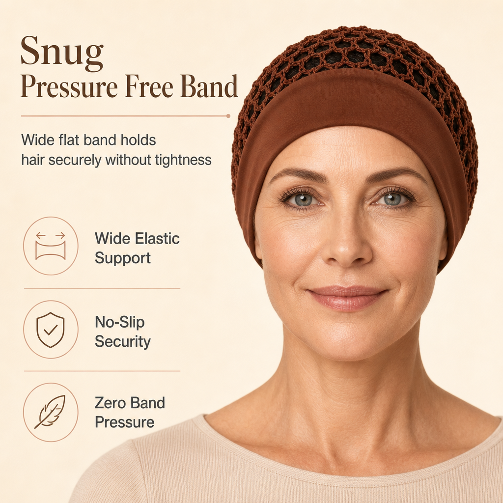 ⌛Limited-Time Offer-Elastic Breathable Wide Band Mesh Hair Net Cap Hollow Out Hair Cover