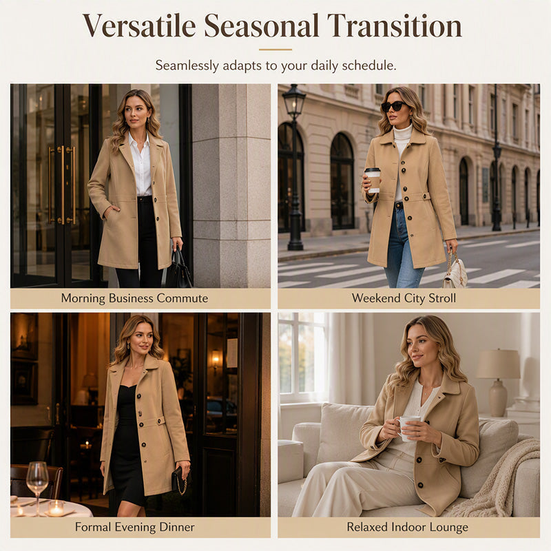 💖 Tailored to Flatter | Women's Belted Single-Breasted Slim Coat