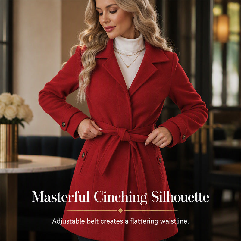 💖 Tailored to Flatter | Women's Belted Single-Breasted Slim Coat
