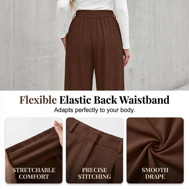 Women's High-Waist Pleated Wide-Leg Trousers