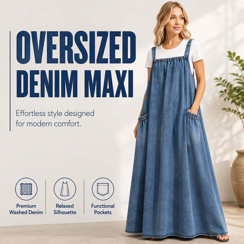 👗✨Women's Oversized Casual Denim Suspender Maxi Dress✨𝘉𝘶𝘺 𝘢𝘯𝘺 2 𝘢𝘯𝘥 𝘨𝘦𝘵 𝘢𝘯 𝘦𝘹𝘵𝘳𝘢 8% 𝘥𝘪𝘴𝘤𝘰𝘶𝘯𝘵