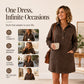 Women's Long Sleeve Lapel Collar Denim Dress