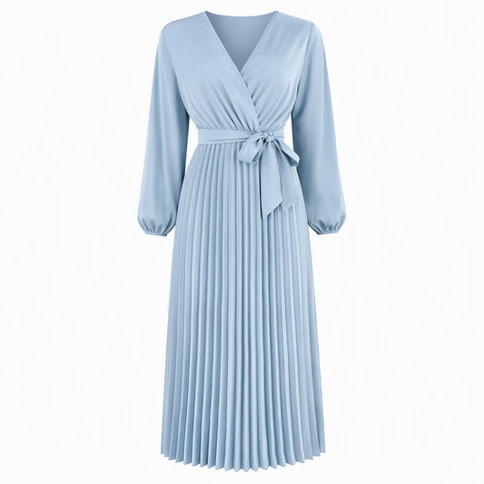👗✨Women's Elegant Crossover V Neck Pleated Maxi Dress✨