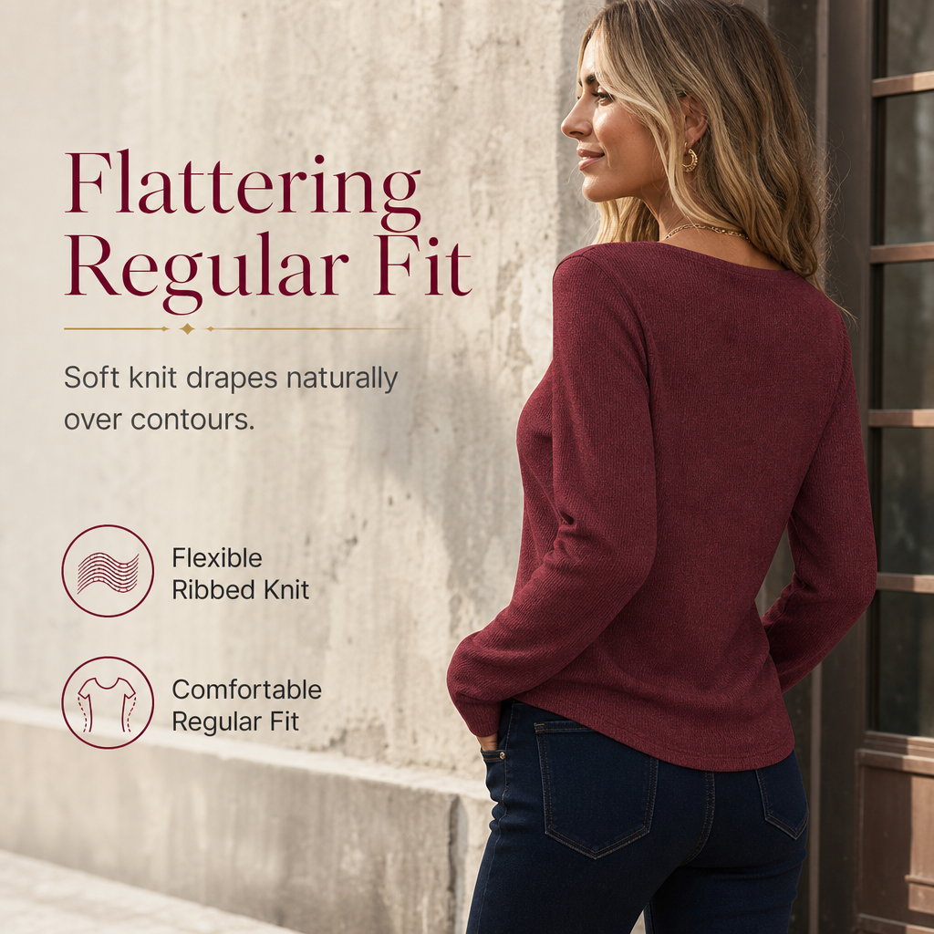 ✨ Layered Look Without the Bulk | Women's Plaid Mock-Layer Knit Top