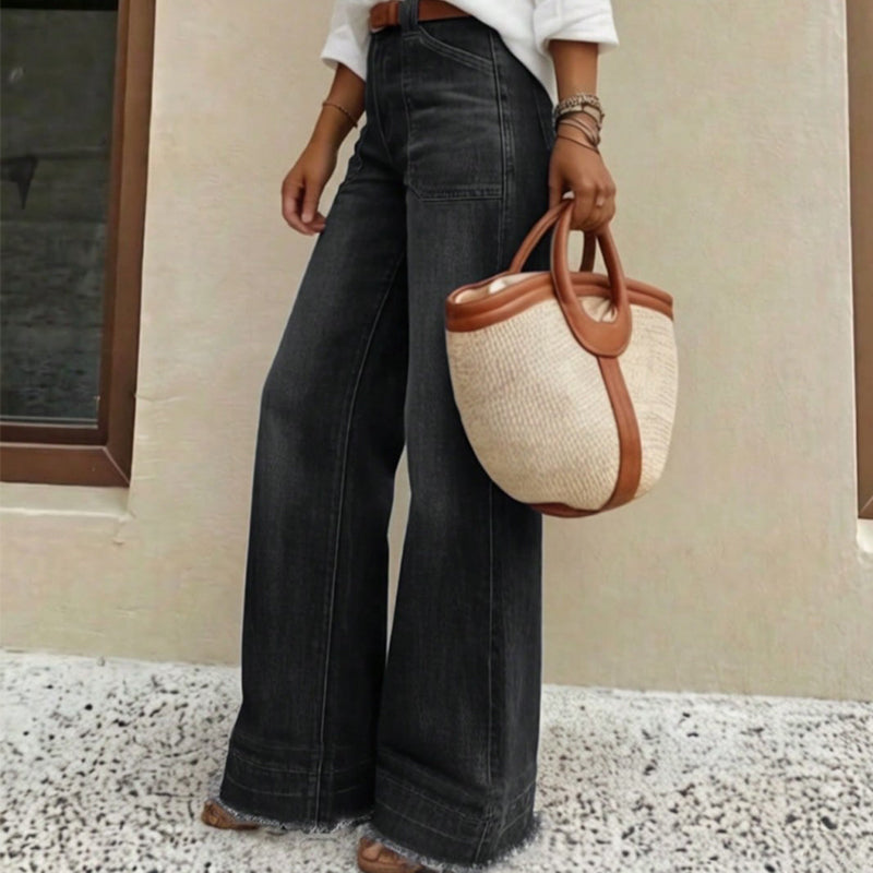 👖 Polished Denim Comfort | Women's High-Rise Stretch Straight-Leg Jeans with Washed Finish