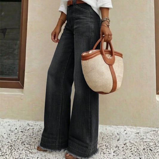 👖 Polished Denim Comfort | Women's High-Rise Stretch Straight-Leg Jeans with Washed Finish
