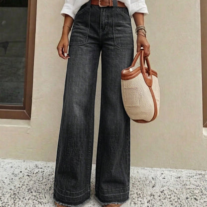 👖 Polished Denim Comfort | Women's High-Rise Stretch Straight-Leg Jeans with Washed Finish