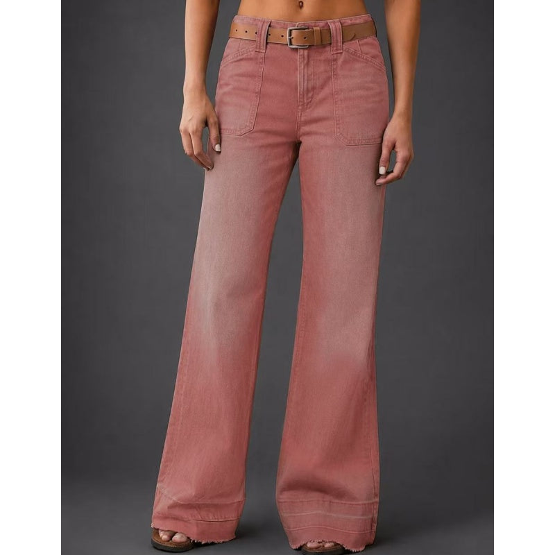 👖 Polished Denim Comfort | Women's High-Rise Stretch Straight-Leg Jeans with Washed Finish