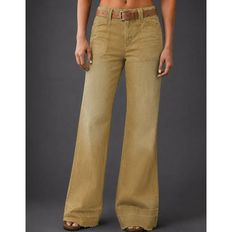 👖 Polished Denim Comfort | Women's High-Rise Stretch Straight-Leg Jeans with Washed Finish