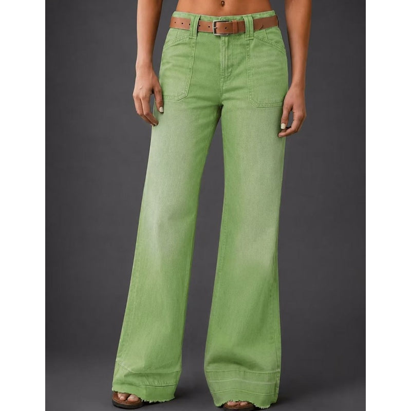 👖 Polished Denim Comfort | Women's High-Rise Stretch Straight-Leg Jeans with Washed Finish