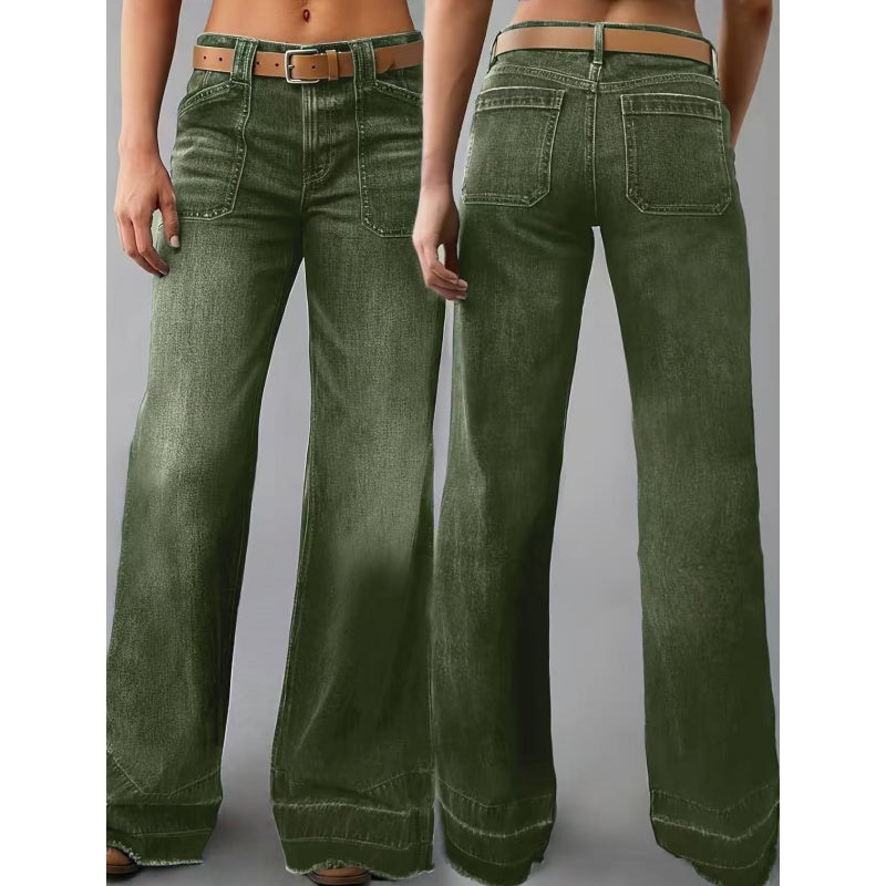 👖 Polished Denim Comfort | Women's High-Rise Stretch Straight-Leg Jeans with Washed Finish
