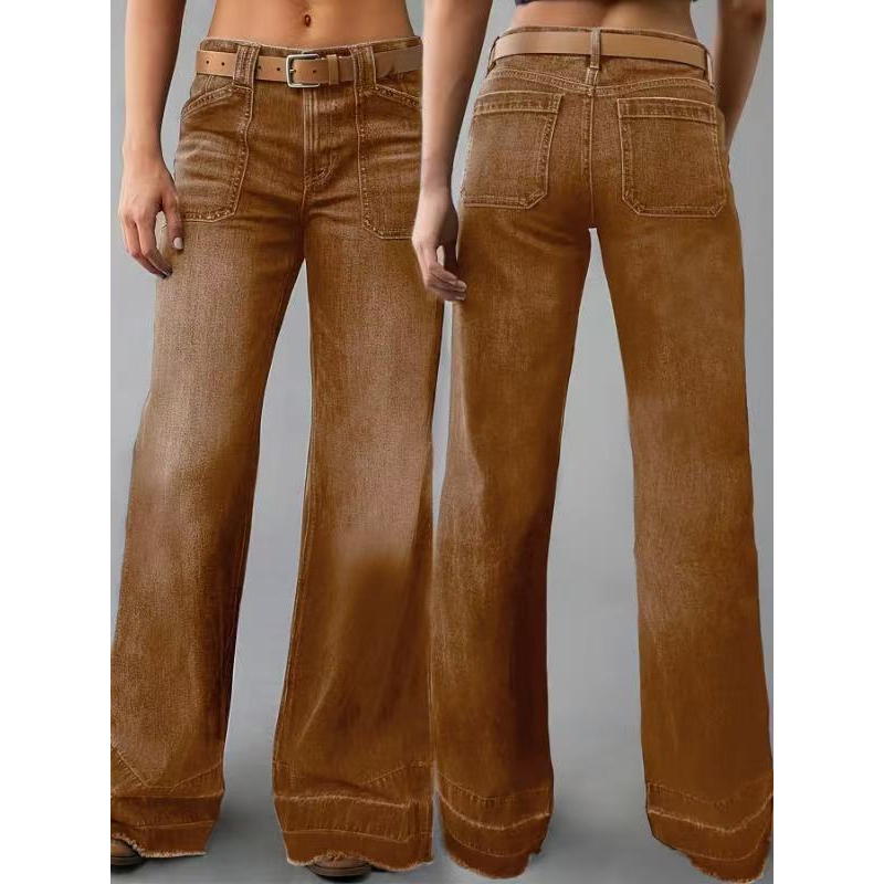 👖 Polished Denim Comfort | Women's High-Rise Stretch Straight-Leg Jeans with Washed Finish