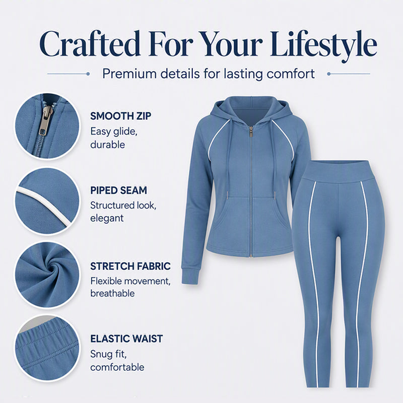☁️ ✨ Women's Athletic Zip-Up Hoodie and Pants Set