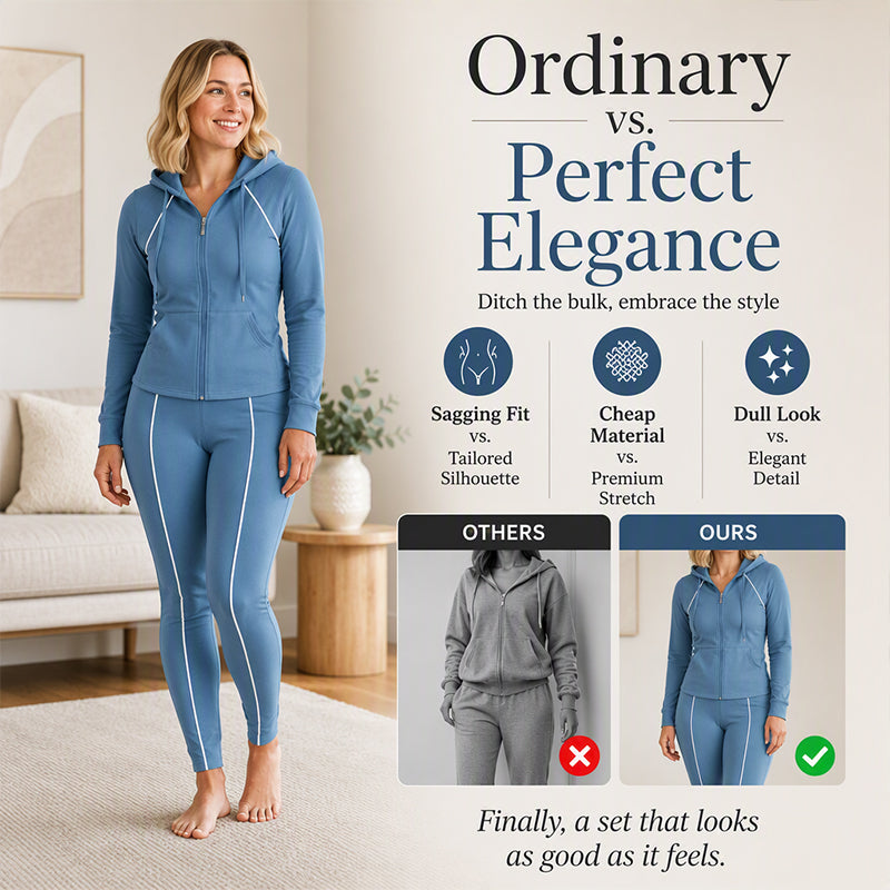 ☁️ ✨ Women's Athletic Zip-Up Hoodie and Pants Set
