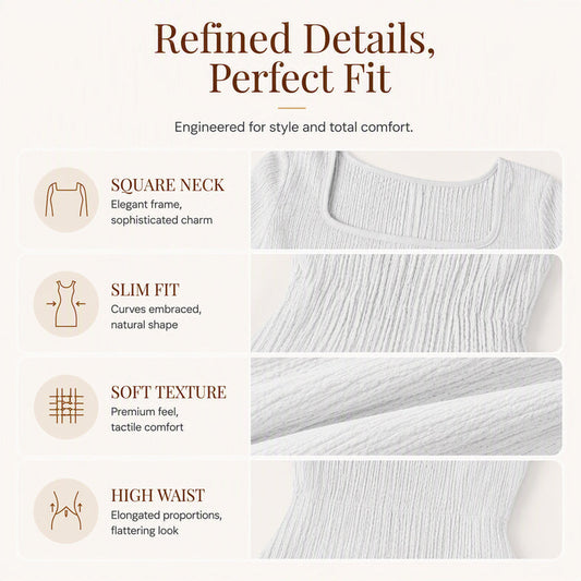 ✨ Feminine Statement Style | Women's Square-Neck Flare-Sleeve Midi Dress