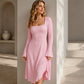 ✨ Feminine Statement Style | Women's Square-Neck Flare-Sleeve Midi Dress
