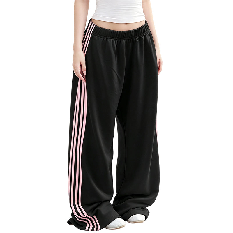 👖 Side Stripes, Leg-Lengthening Drape | Women's High-Waist Wide-Leg Sweatpants