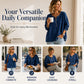 Women's Long Sleeve Half-Zip Denim Pullover
