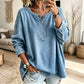 Women's Long Sleeve Half-Zip Denim Pullover