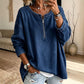 Women's Long Sleeve Half-Zip Denim Pullover