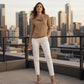 Women's Ribbed Knit Top with Asymmetrical Zipper