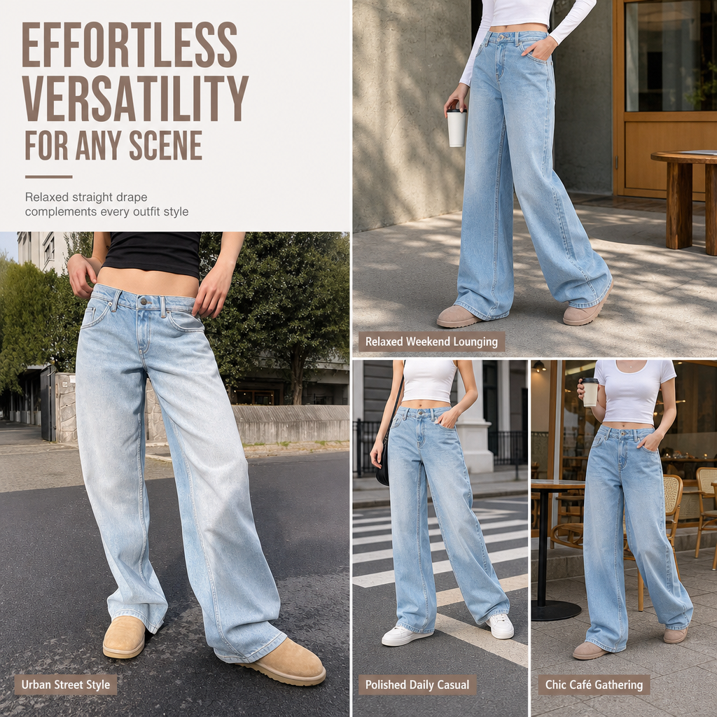 Women's Retro High-Waisted Wide-Leg Jeans