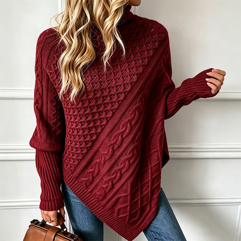 Women's Cable Knit Poncho Sweater